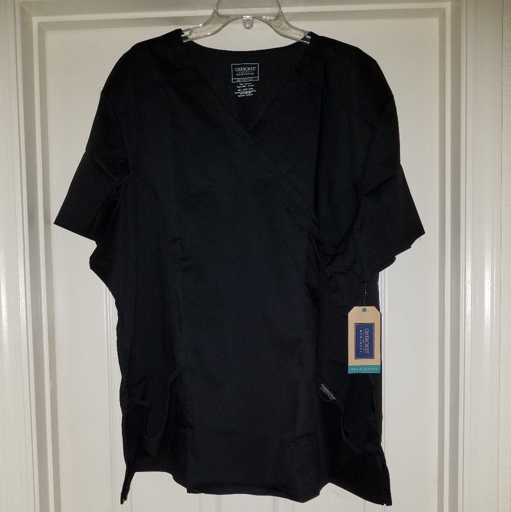 Cherokee Workwear Women's V-Neck Scrub, Black, Size 5XL